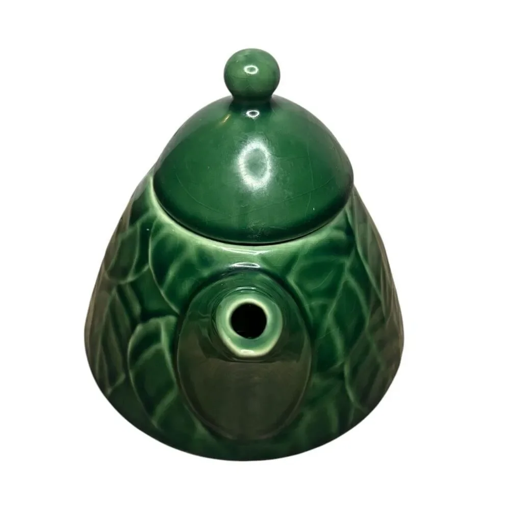 Pier 1 Imports Teapot Green‎ Jade Leaves Stoneware with Lid